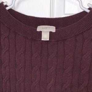 Loft 3/4 Sleeve Burgundy cable sweater